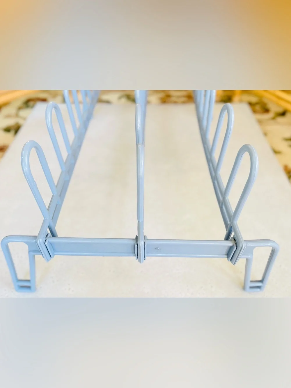 Vintage Yaffa Style Shoe Rack Organizer USA Light Blue 1980s Plastic 9 Pairs